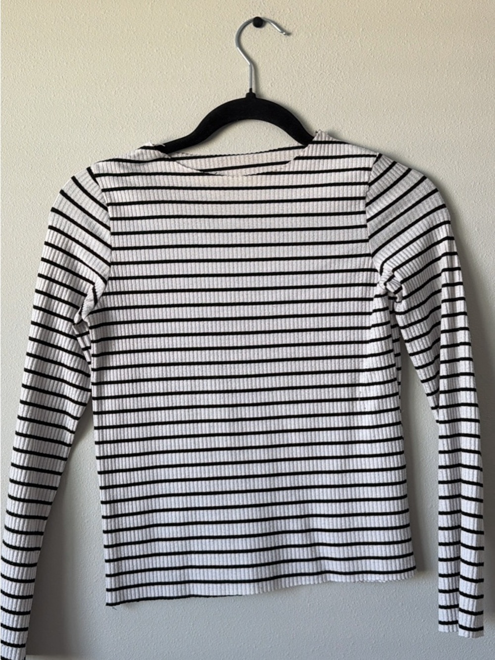 Women's Striped Long Sleeve Ribbed Top